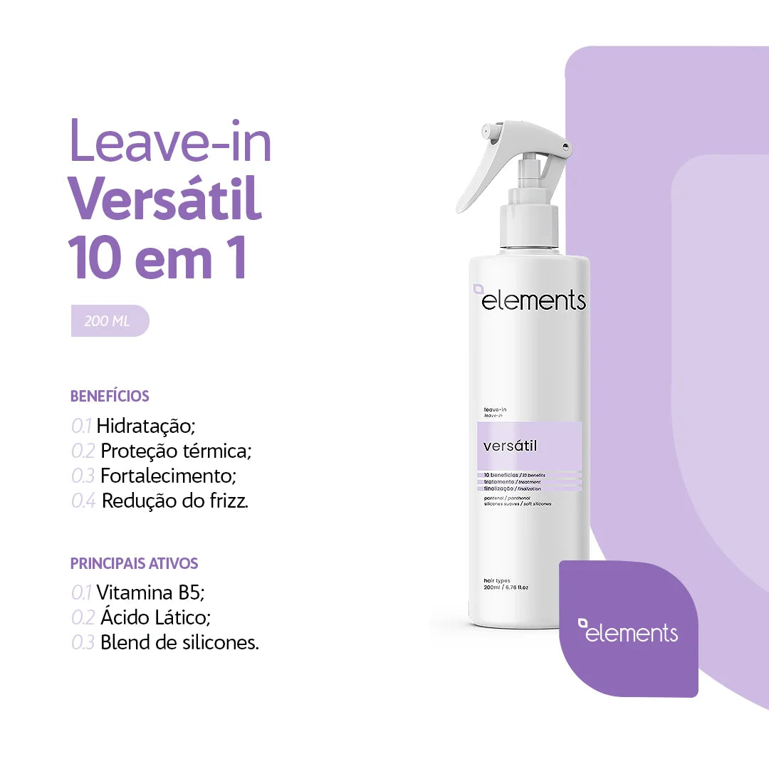 Leave-in 10 em 1 Spray Versátil  200ml | Elements