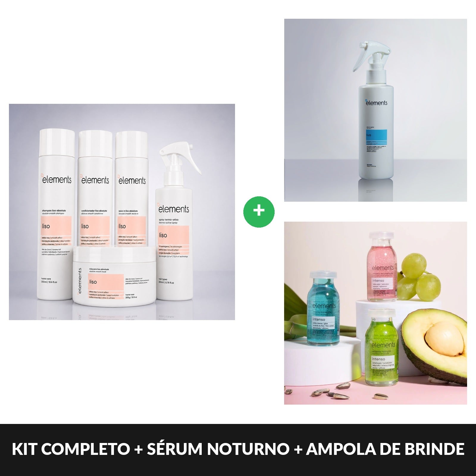 Kit Liso Completo mais Sérum Noturno e ampola de brinde