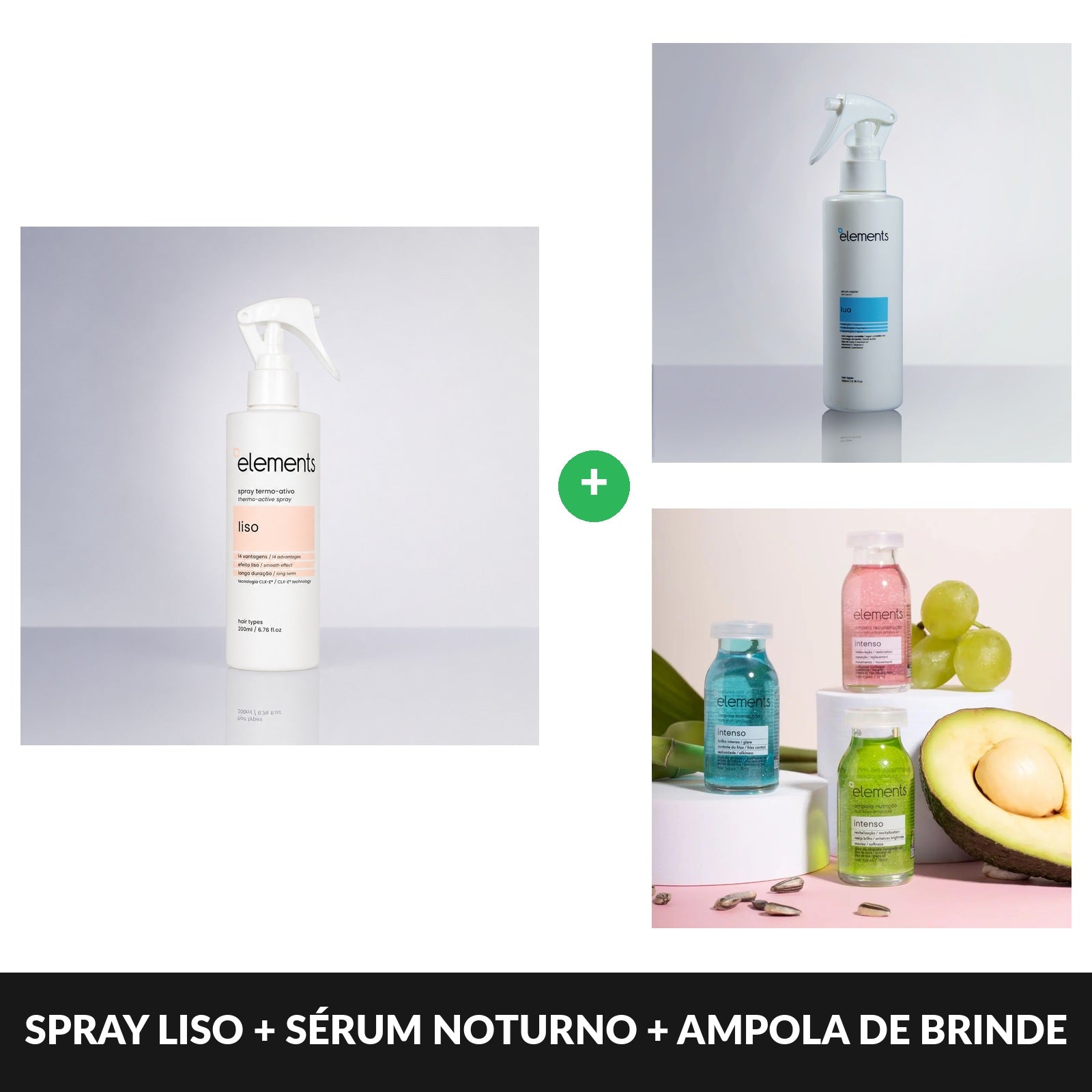 Spray Liso mais Sérum Noturno e ampola de brinde